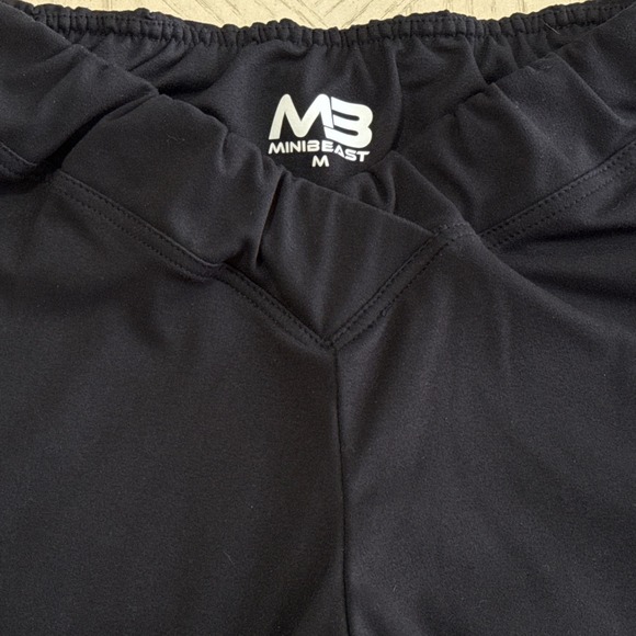MINIBEAST Black Leggings V Waist Ruched Butt Pockets Workout Fitness Womens M - Picture 5 of 8